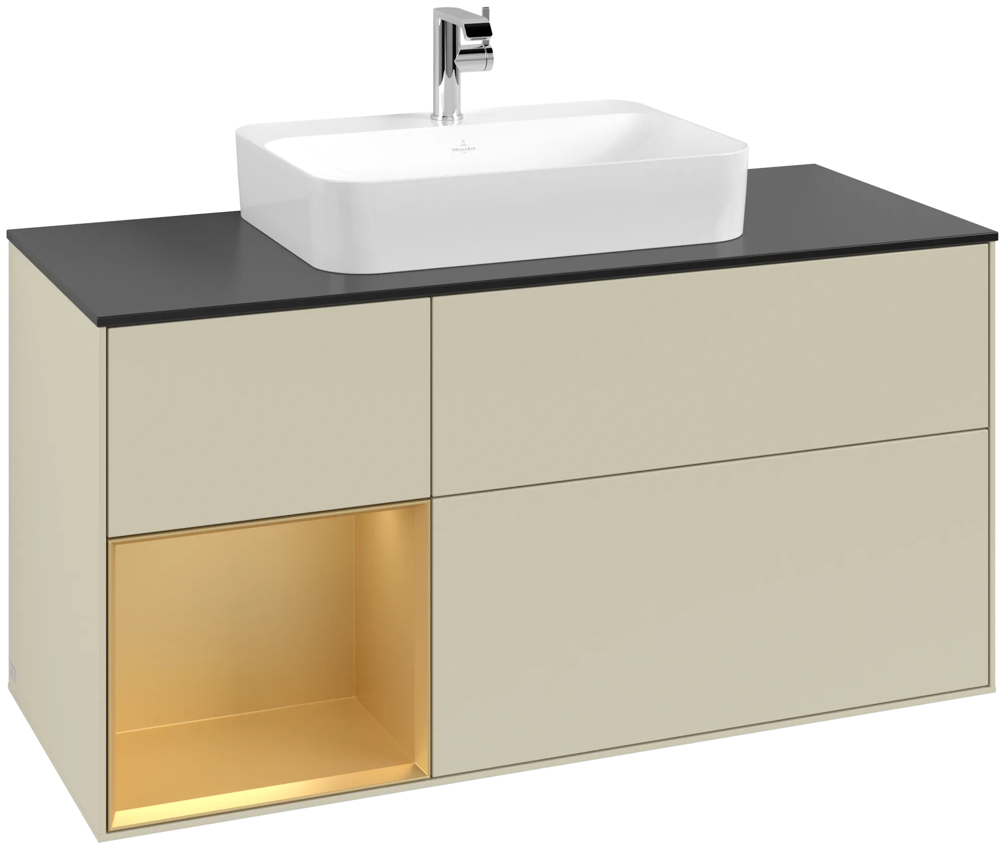 Villeroy & Boch Waschtischunterschrank „Finion“ für Schrankwaschtisch 1200 × 603 × 501 mm Silk Grey Matt Lacquer, für Becken mittig