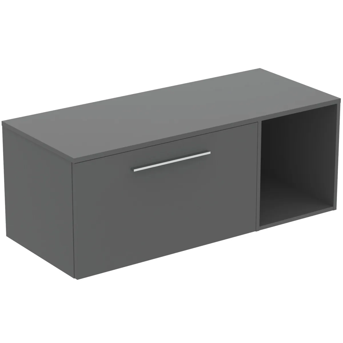 Möbel-Set 120cm i.life B 1 Auszug 1 offenes Fach Griff Chrom Weiß matt