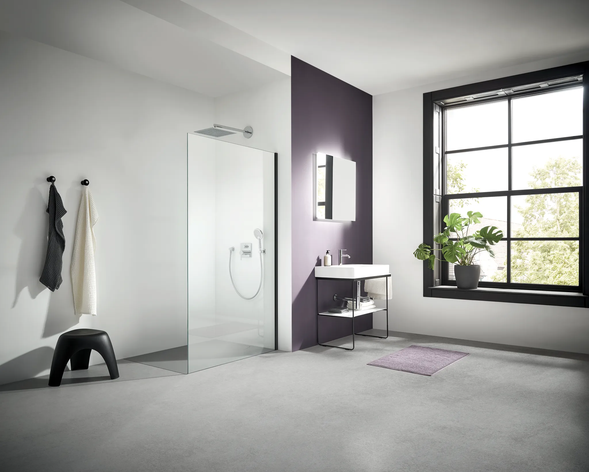 Kermi Duschdesign Walk-In-Duschkabine „WALK-IN XC“ Glas Klar, Profile Schwarz Soft (RAL 9005), BV: 380 - 390 mm WE: 390 - 400 mm H: 2000 mm