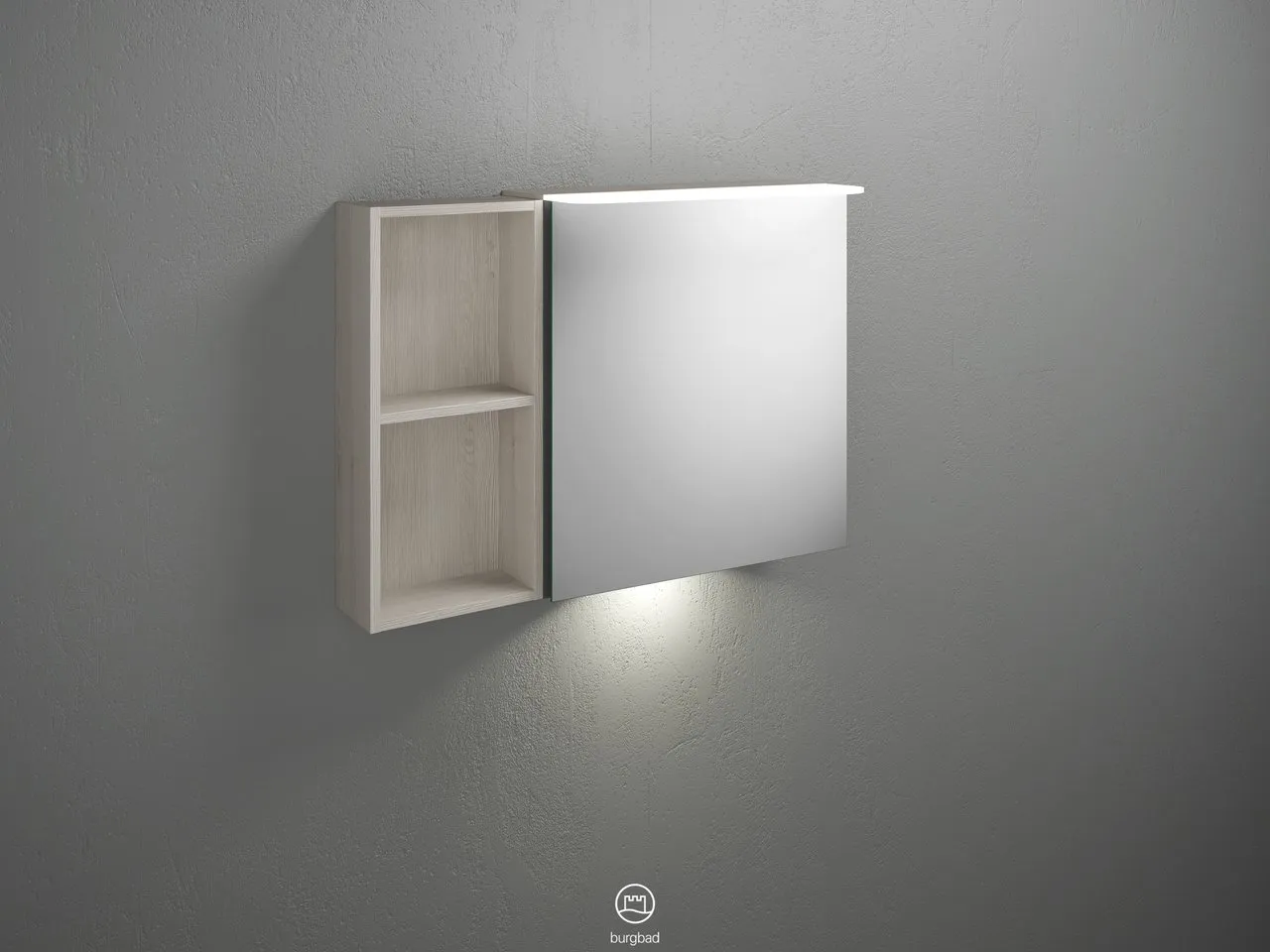 Badu Spiegelschrank SFUC090 von burgbad – 310 mm tief, 900 mm breit, 665 mm hoch