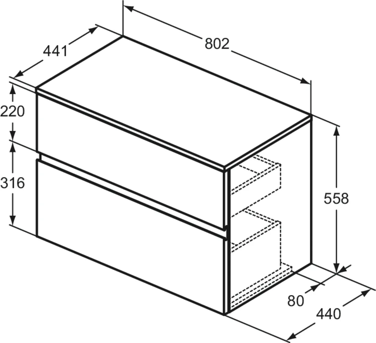 Ideal Standard Waschtischunterschrank „Finesse“ 80,2 × 55,8 × 44 cm Eiche weiß Ideal Standard Waschtischunterschrank „Finesse“ 80,2 × 55,8 × 44 cm Eiche weiß