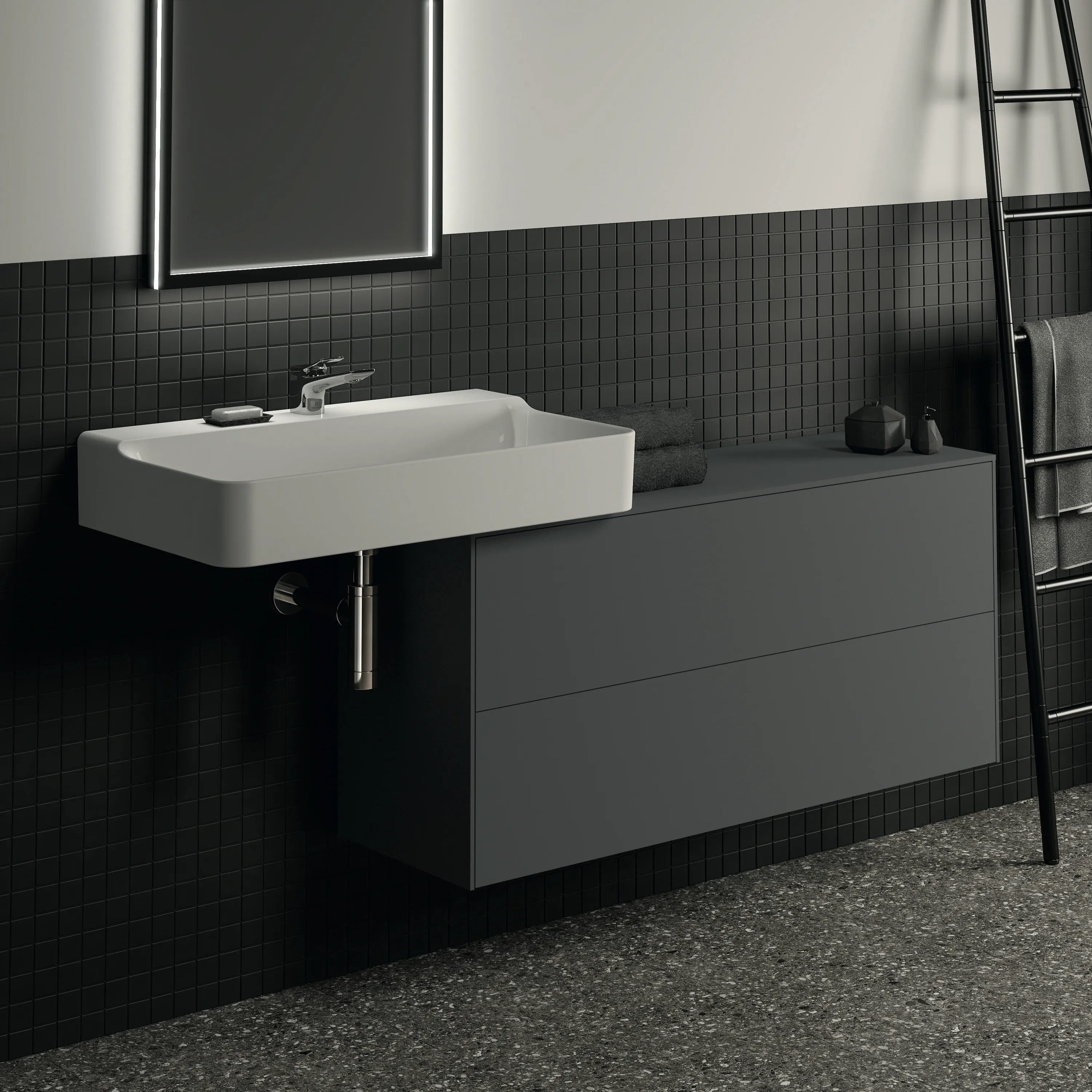 Ideal Standard Waschtischunterschrank Conca, 2 Auszüge, Anthrazit Ideal Standard Waschtischunterschrank Conca, 2 Auszüge, Anthrazit