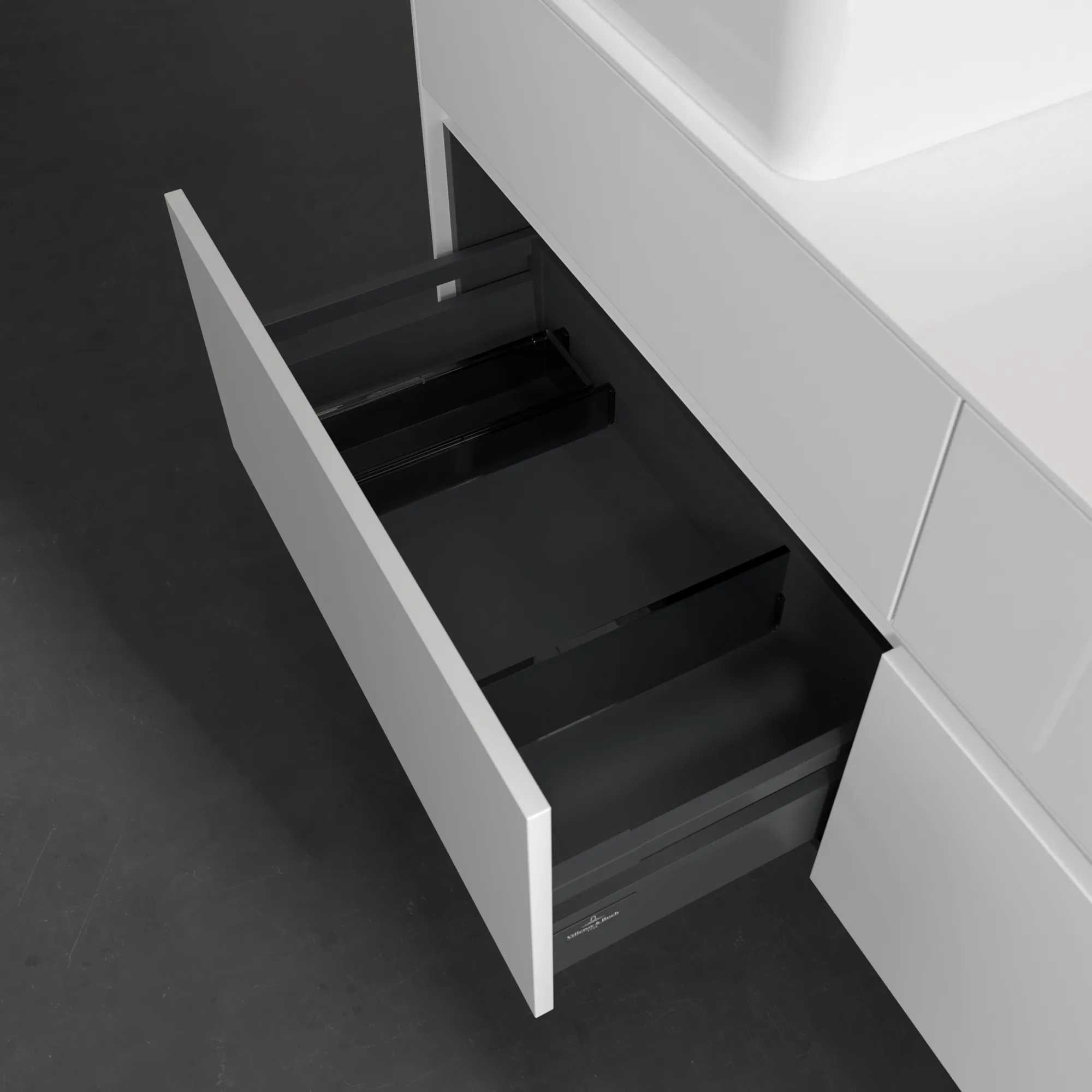 Villeroy & Boch Waschtischunterschrank „Collaro“ 1400 × 548 × 500 mm Glossy White, ohne Beleuchtung, für Becken links