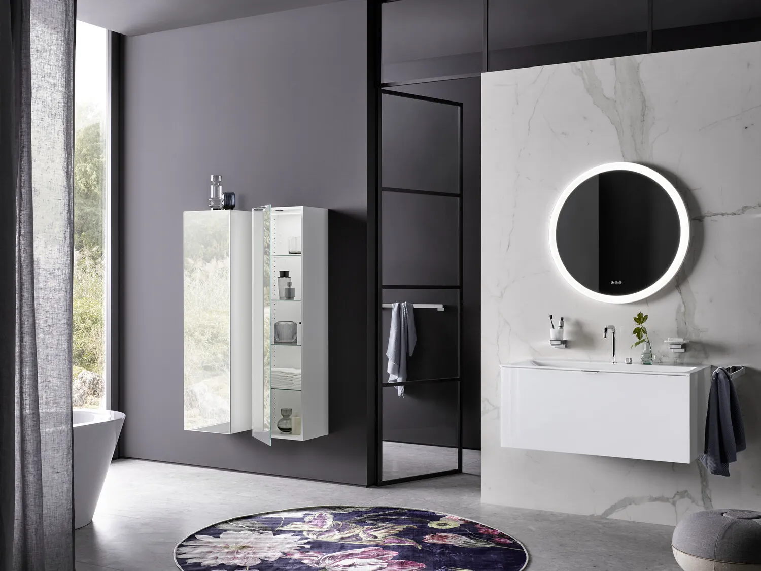 Hochschrank evo, mit Doppelspiegeltür, 1500 mm, weiss/spiegel Hochschrank evo, mit Doppelspiegeltür, 1500 mm, weiss/spiegel