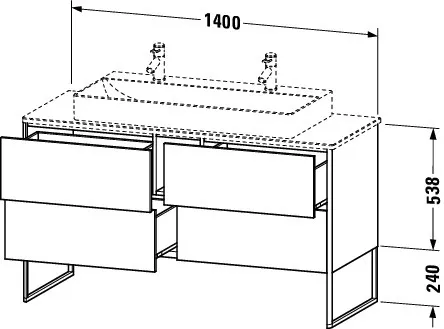 Duravit Waschtischunterschrank bodenstehend „XSquare“ 140 × 77,8 × 54,8 cm