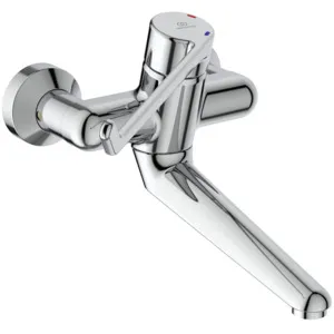 Ideal Standard Ceraplus Wandwaschtisch-Sicherheitsarmatur B8225AA, absperrbarer S-Anschluss, Hebel 230mm, Ausladung 200mm, Chrom