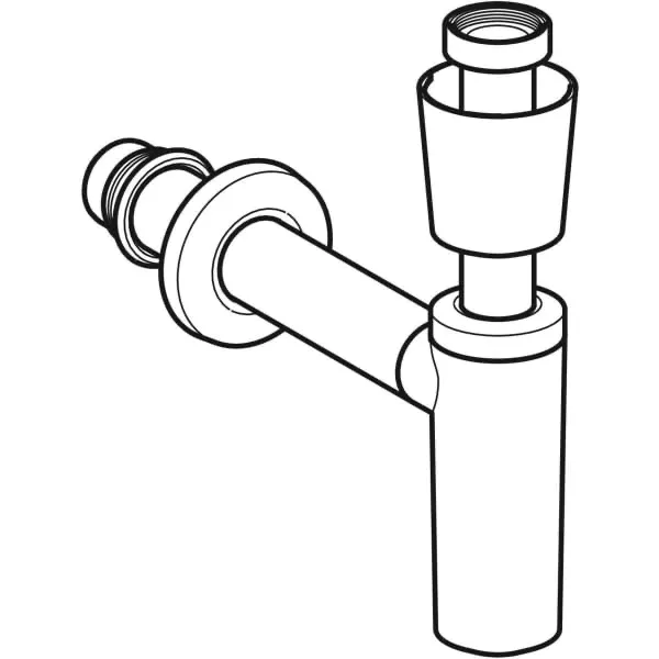 Tauchrohrgeruchsverschluss für Waschbecken, mit Ventilrosette und Manschette, Abgang horizontal: d=40mm, G=1 1/2″, weiß-alpin