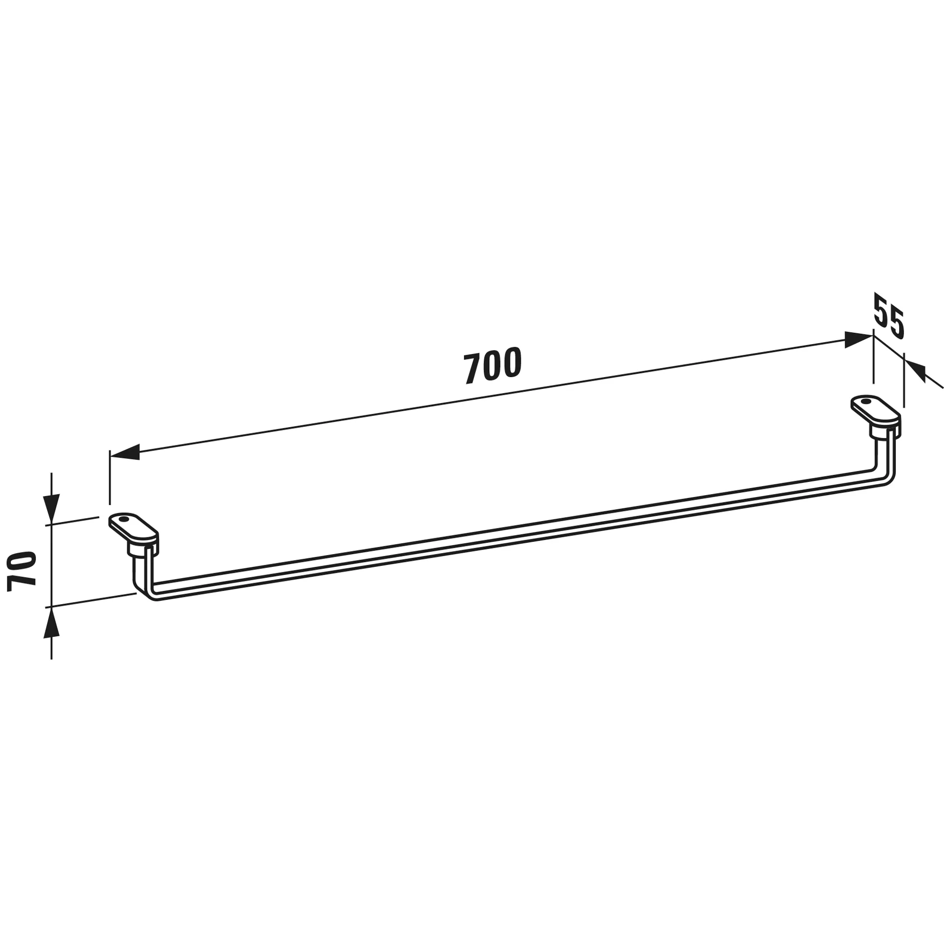 LANI Handtuchhalter Reling 700 mm, maximale Belastung: 20 kg, chrom, passend zu Waschtischen LUA H817085 H817086