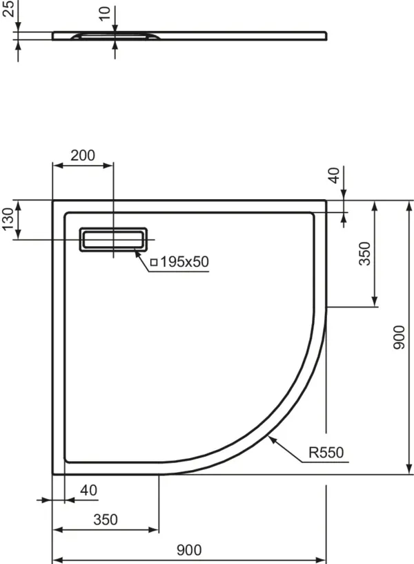 Ideal Standard Duschwanne „UltraFlatNew“ 90 × 90 cm in Weiß