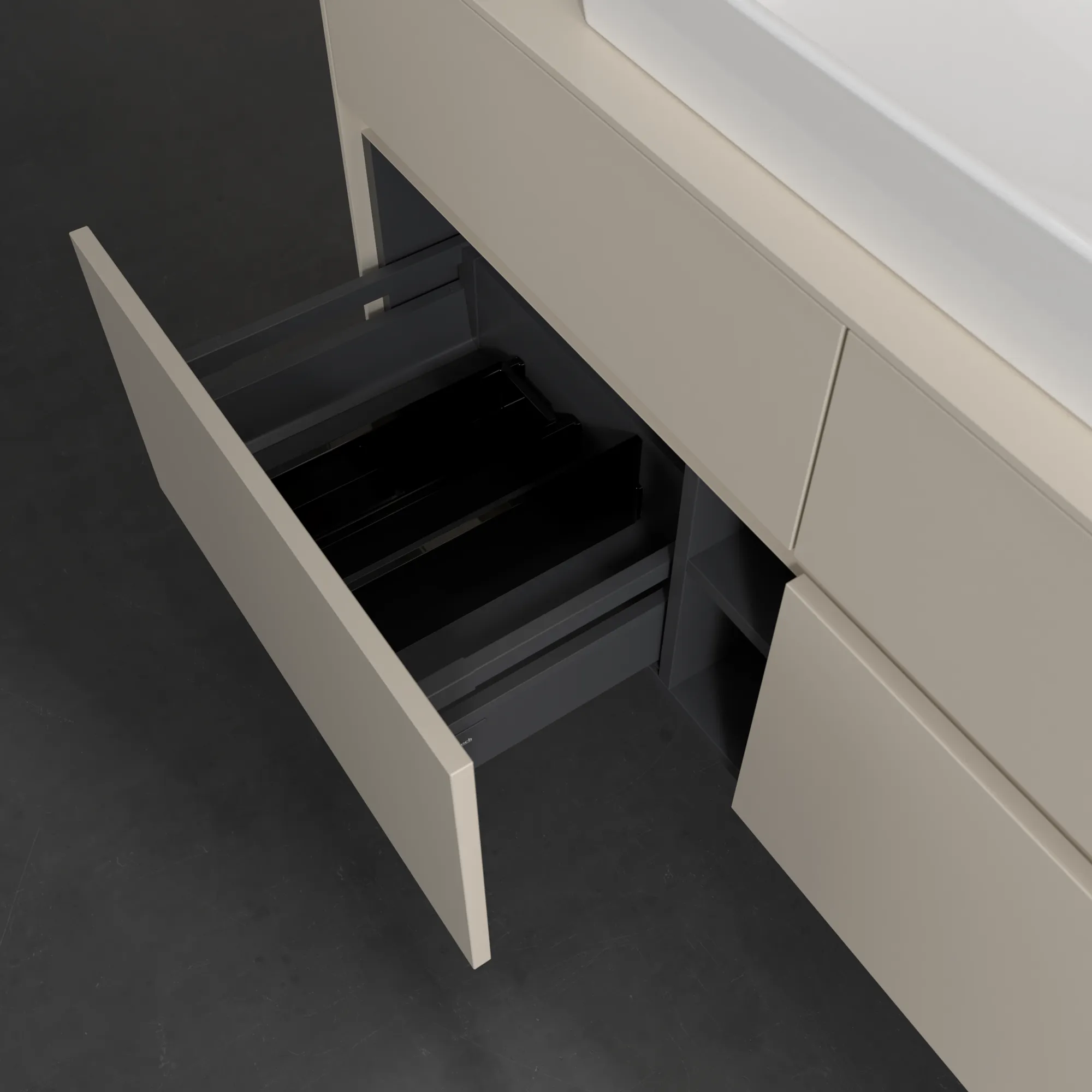 Villeroy & Boch Waschtischunterschrank „Collaro“ 1200 × 548 × 500 mm Cashmere Grey, ohne Beleuchtung, für Becken mittig