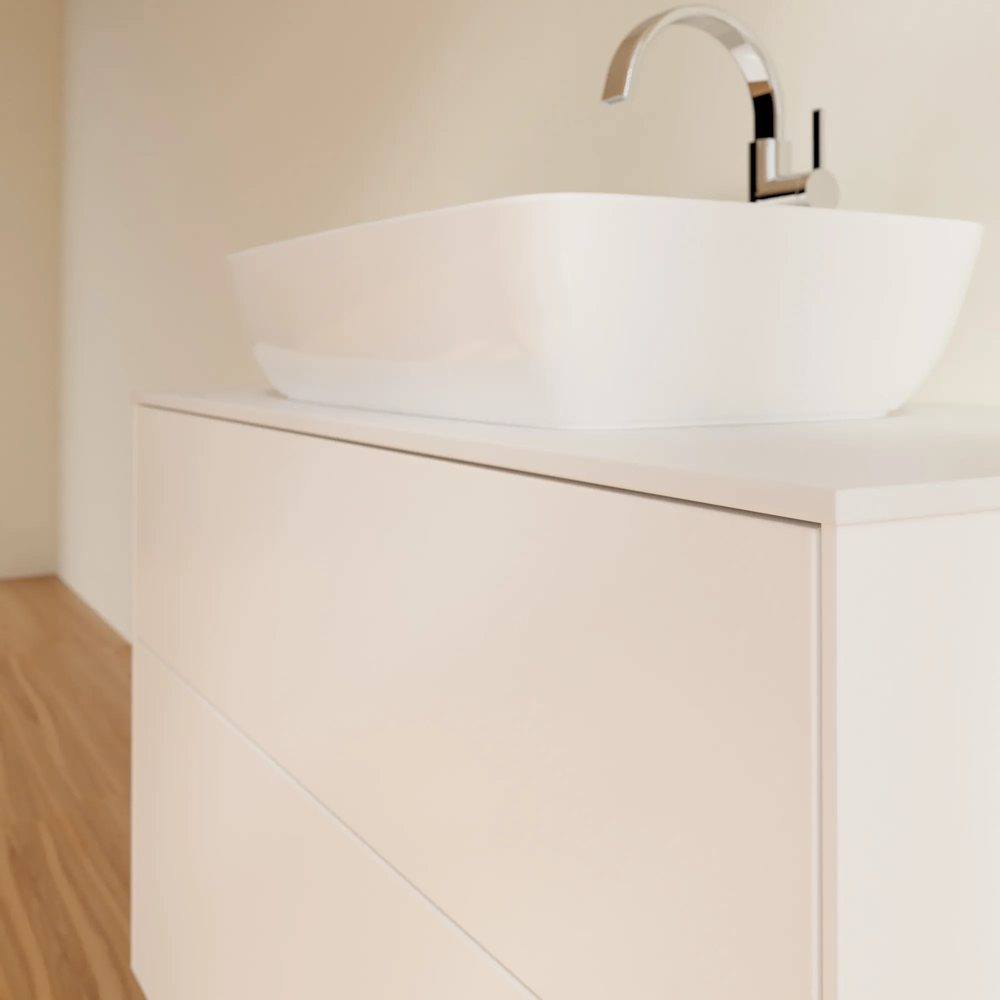 Villeroy & Boch Waschtischunterschrank „Finion“ für Schrankwaschtisch 1000 × 603 × 501 mm White Matt Lacquer, für Becken mittig, mit Hahnlochbohrung Villeroy & Boch Waschtischunterschrank „Finion“ für Schrankwaschtisch 1000 × 603 × 501 mm White Matt Lacquer, für Becken mittig, mit Hahnlochbohrung