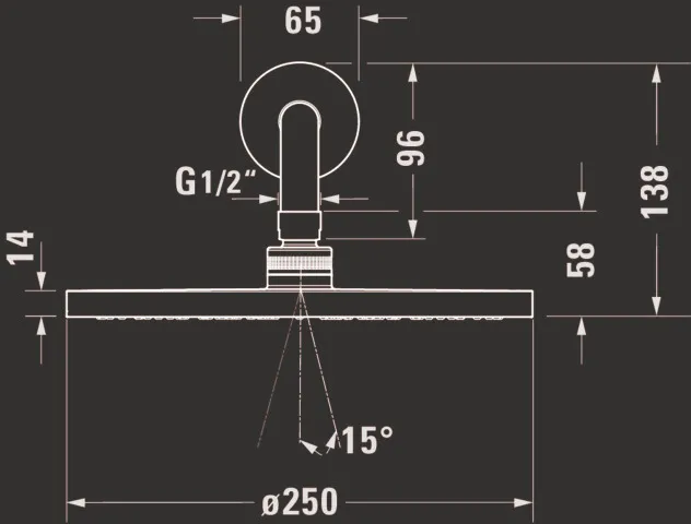 Duravit Kopfbrausenset Minus Flow, D250, Rund - Brausearm 410mm, Chrom HG Duravit Kopfbrausenset Minus Flow, D250, Rund - Brausearm 410mm, Chrom HG