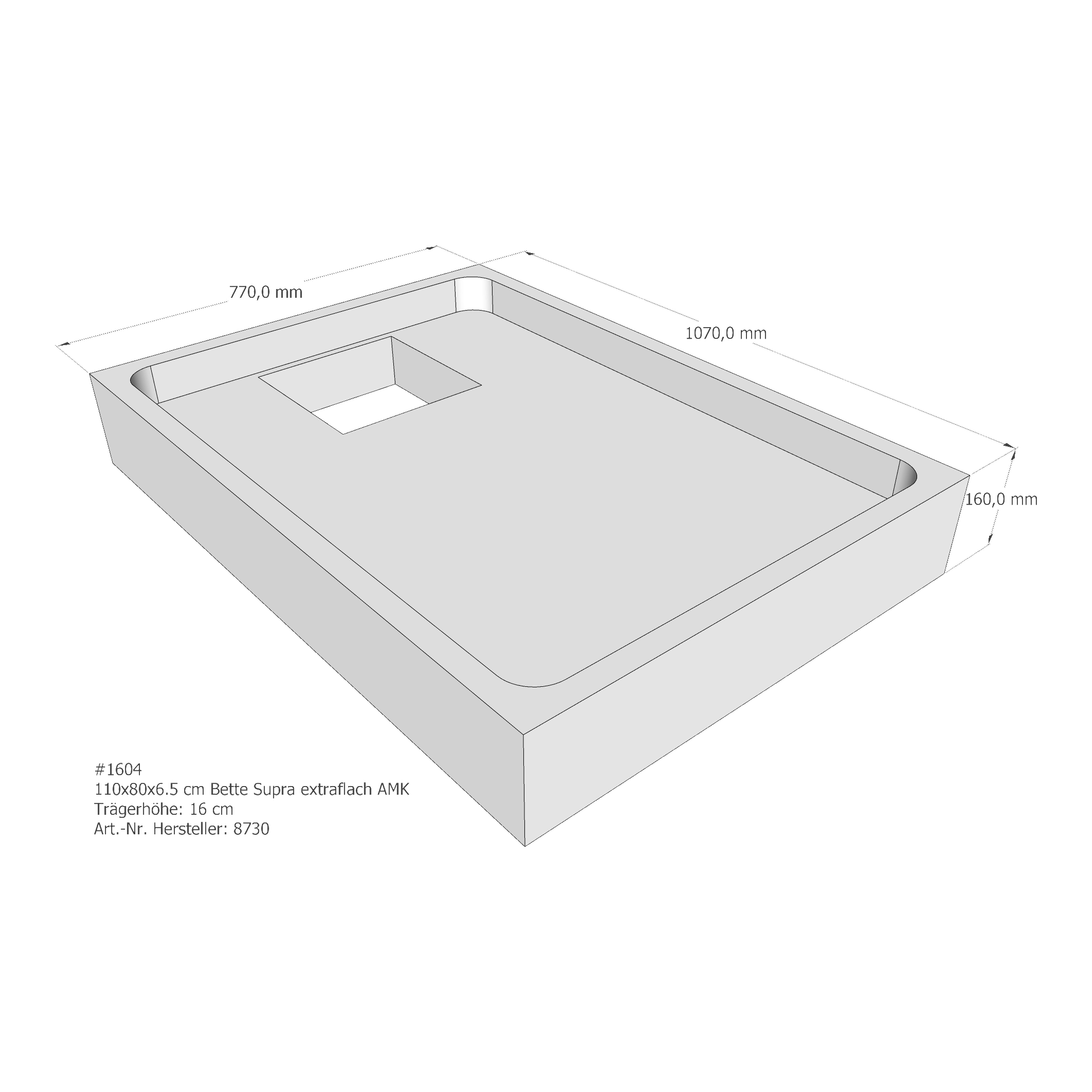 Duschwannenträger für Bette BetteSupra (extraflach) 110 × 80 × 6,5 cm