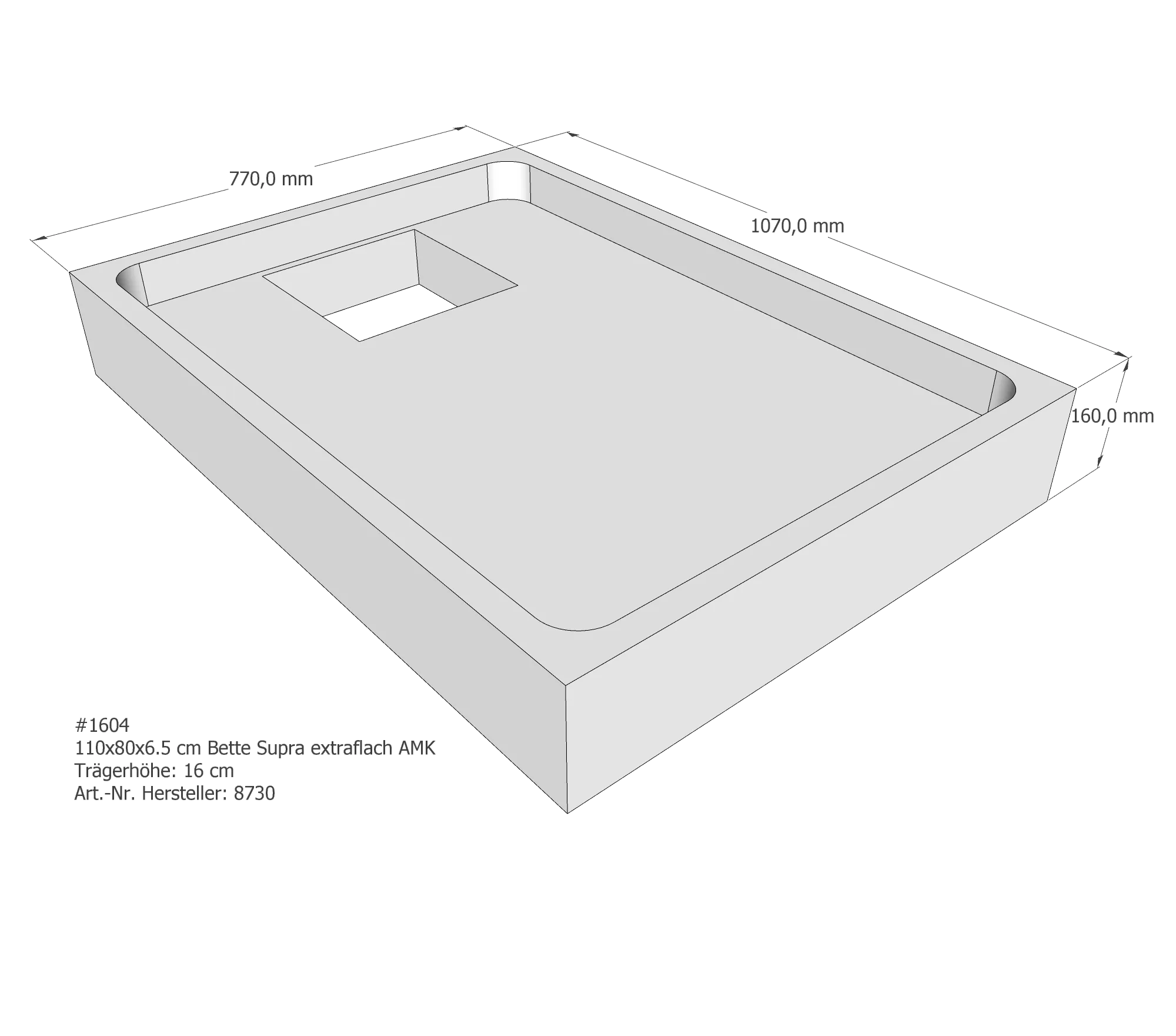 Duschwannenträger passend für Bette BetteSupra (extraflach) 110 × 80 × 6,5 cm Breite: 80 cm / Länge: 110 cm Duschwannenträger passend für Bette BetteSupra (extraflach) 110 × 80 × 6,5 cm Breite: 80 cm / Länge: 110 cm