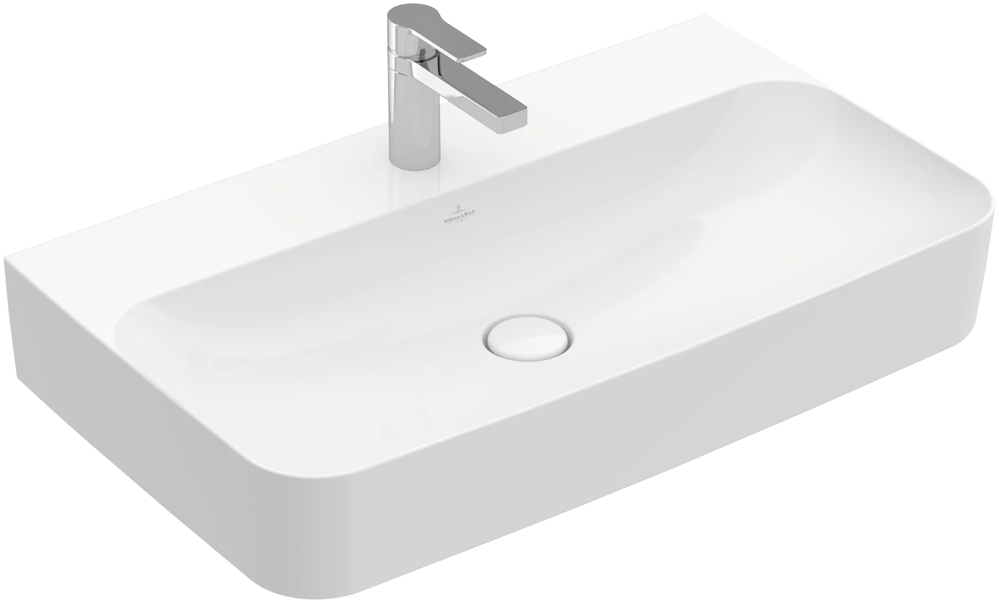 Villeroy & Boch Wandwaschtisch aus TitanCeram geschliffen „Finion“ 800 × 470 × 165 mm, mit Hahnlochbohrung, Hahnlochposition mittig in Weiß Alpin, mit CeramicPlus Farbe: Weiß Alpin / Größe: 80 × 47 cm / Hahnlochbohrung: mit 1×1 Hahnlochbohrung / Hahnlochposition: mittig / Überlauf: mit verdecktem Überlauf Villeroy & Boch Wandwaschtisch aus TitanCeram geschliffen „Finion“ 800 × 470 × 165 mm, mit Hahnlochbohrung, Hahnlochposition mittig in Weiß Alpin, mit CeramicPlus Farbe: Weiß Alpin / Größe: 80 × 47 cm / Hahnlochbohrung: mit 1×1 Hahnlochbohrung / Hahnlochposition: mittig / Überlauf: mit verdecktem Überlauf