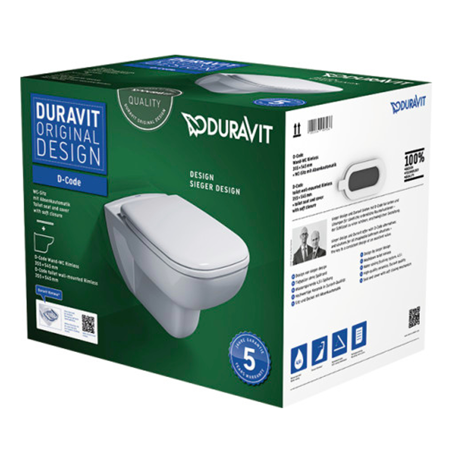 Duravit Wand-Tiefspül-WC inkl. WC-Sitz „D-Code“ 35,9 × 54,5 × 41 cm, Befestigung sichtbar Duravit Wand-Tiefspül-WC inkl. WC-Sitz „D-Code“ 35,9 × 54,5 × 41 cm, Befestigung sichtbar