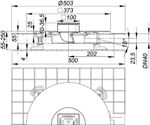 Schallschutzablauf CeraDrain Select Plan, DN 40 100 x 100 mm
