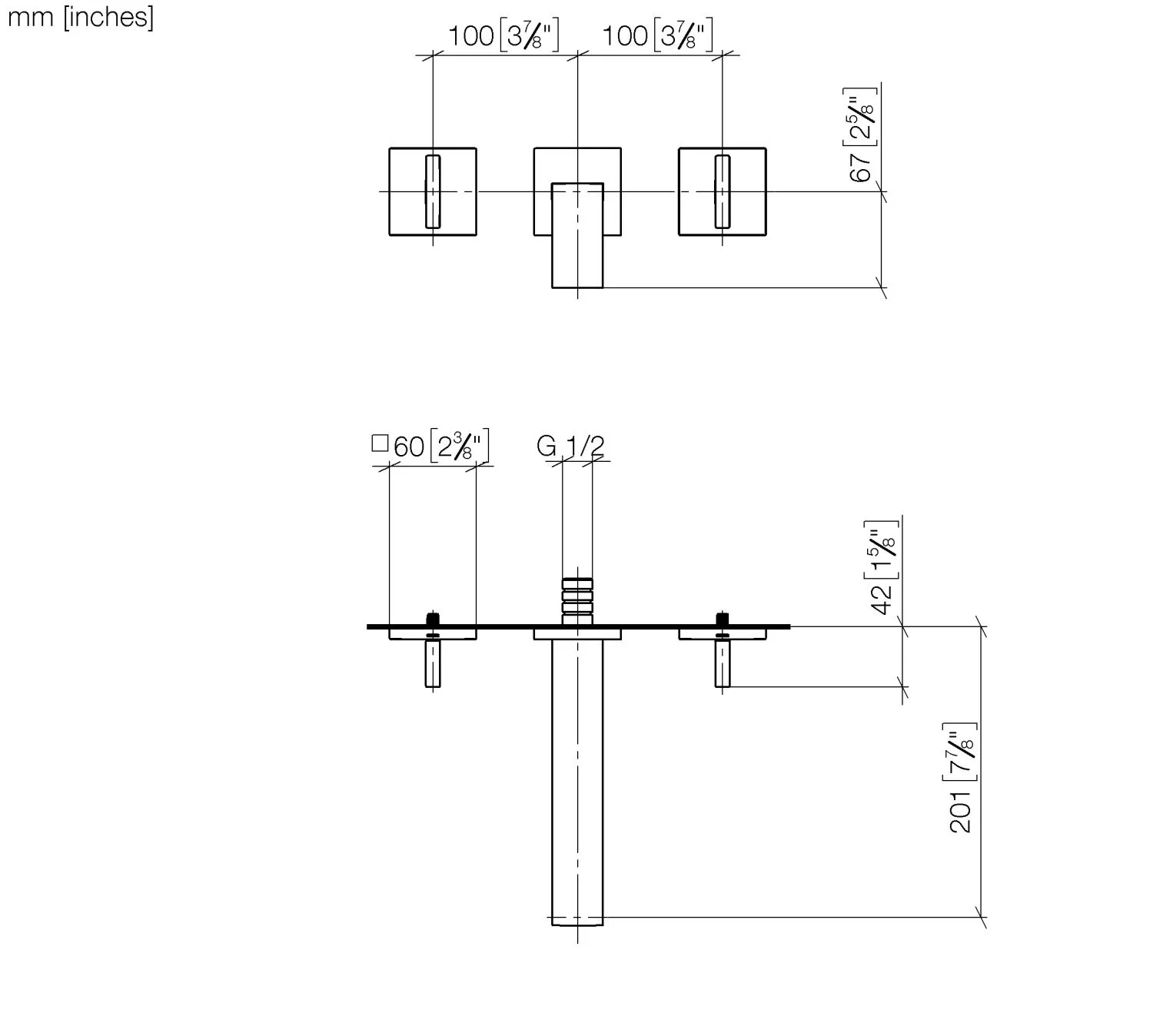 Waschtisch-Wandbatterie ohne Ablaufgarnitur MEM Chrom 36712782