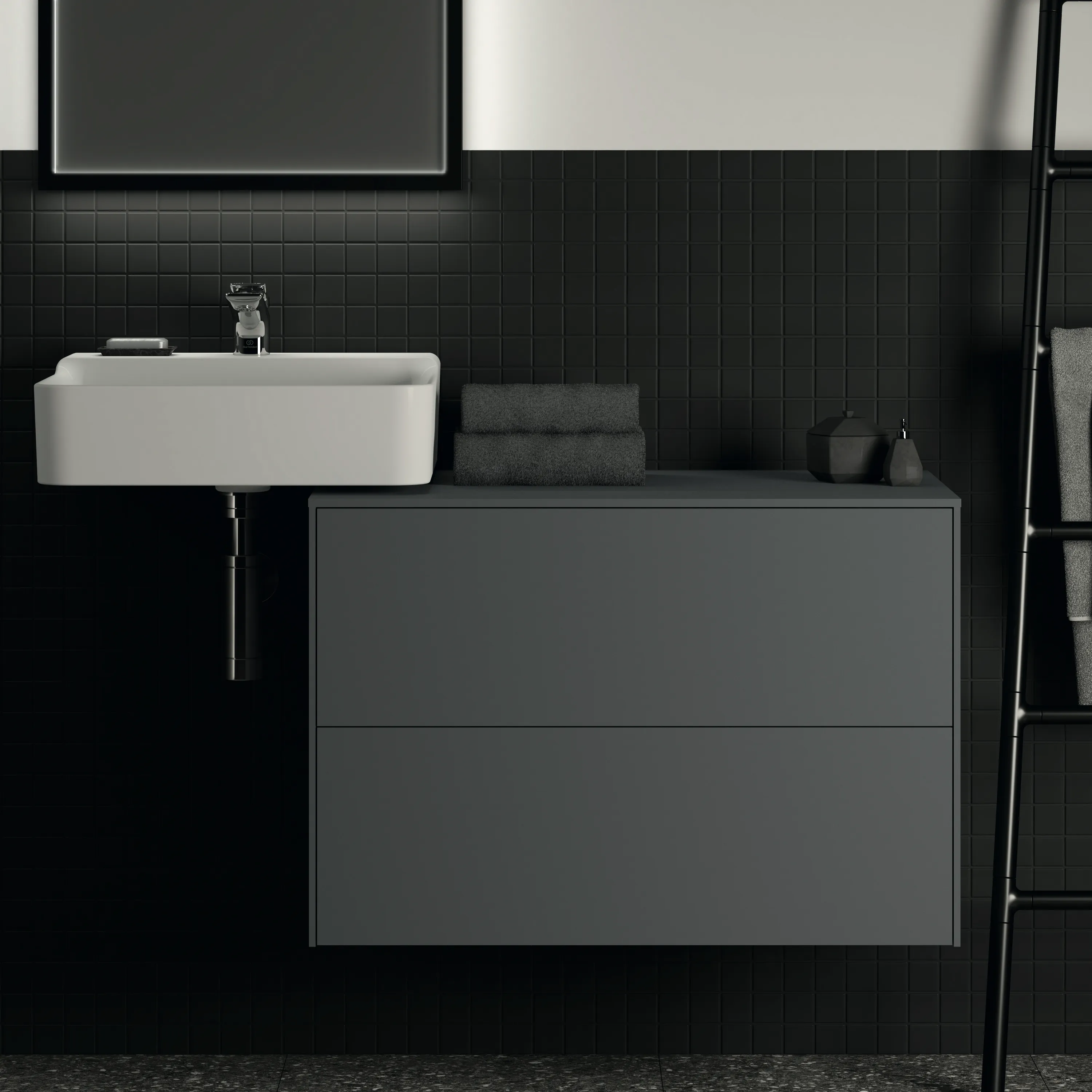 Ideal Standard Waschtischunterschrank Conca, 2 Auszüge, anthrazit Ideal Standard Waschtischunterschrank Conca, 2 Auszüge, anthrazit