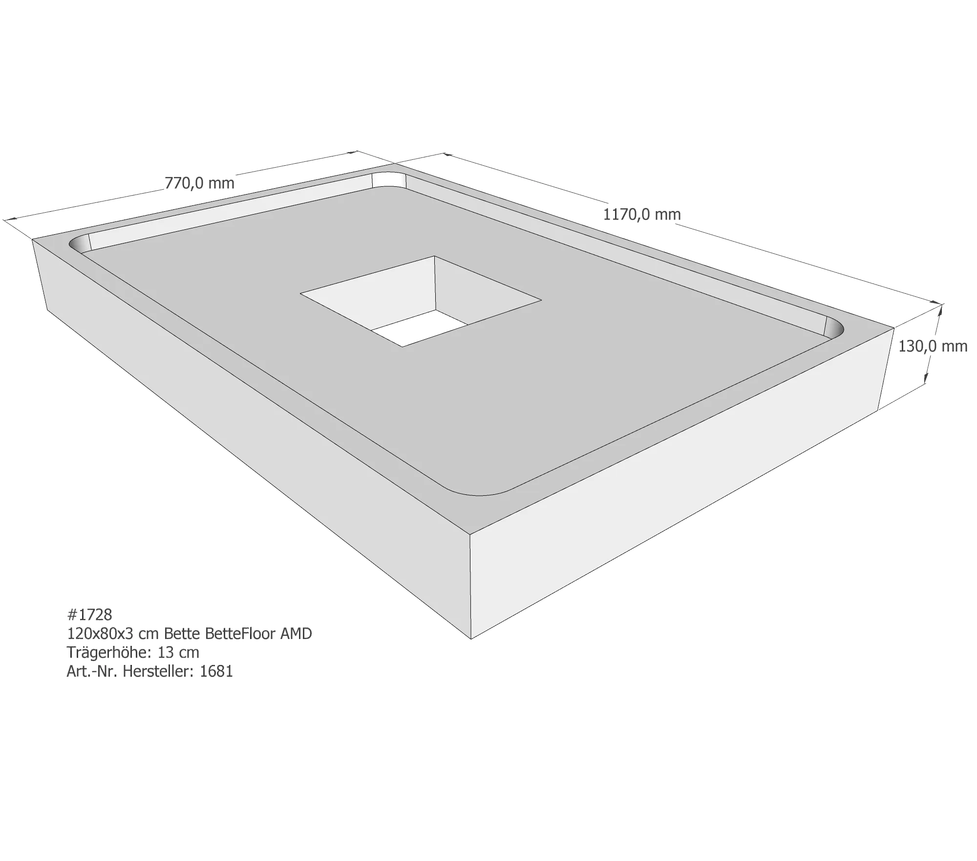Duschwannenträger für Bette Floor 120 × 80 × 3 cm Duschwannenträger für Bette Floor 120 × 80 × 3 cm