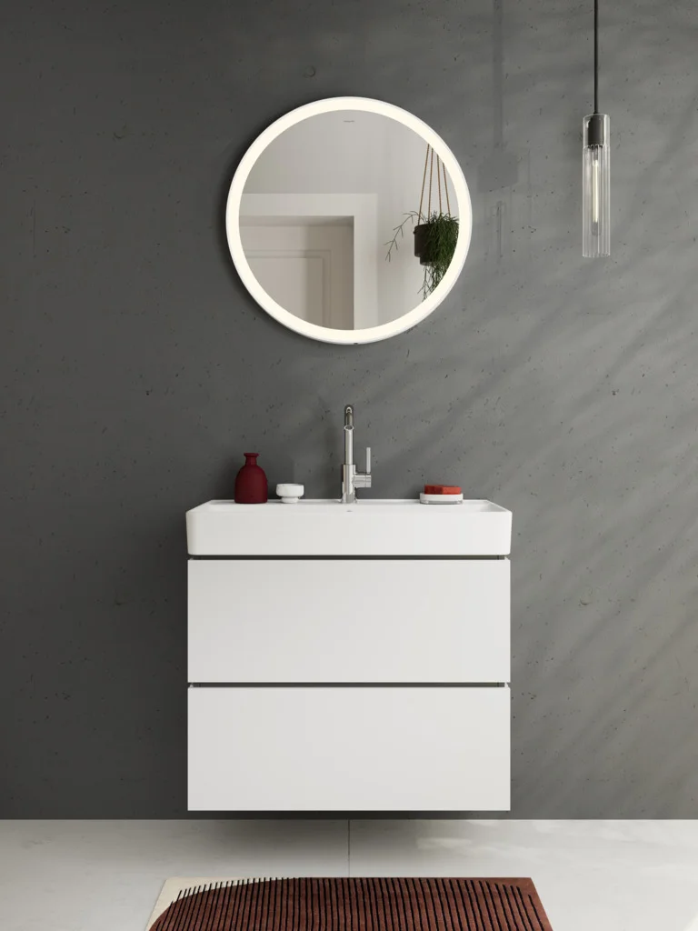 Hansgrohe Xarita Lite S Spiegel mit runder LED-Beleuchtung Mattweiß 700x700x30 mm Hansgrohe Xarita Lite S Spiegel mit runder LED-Beleuchtung Mattweiß 700x700x30 mm