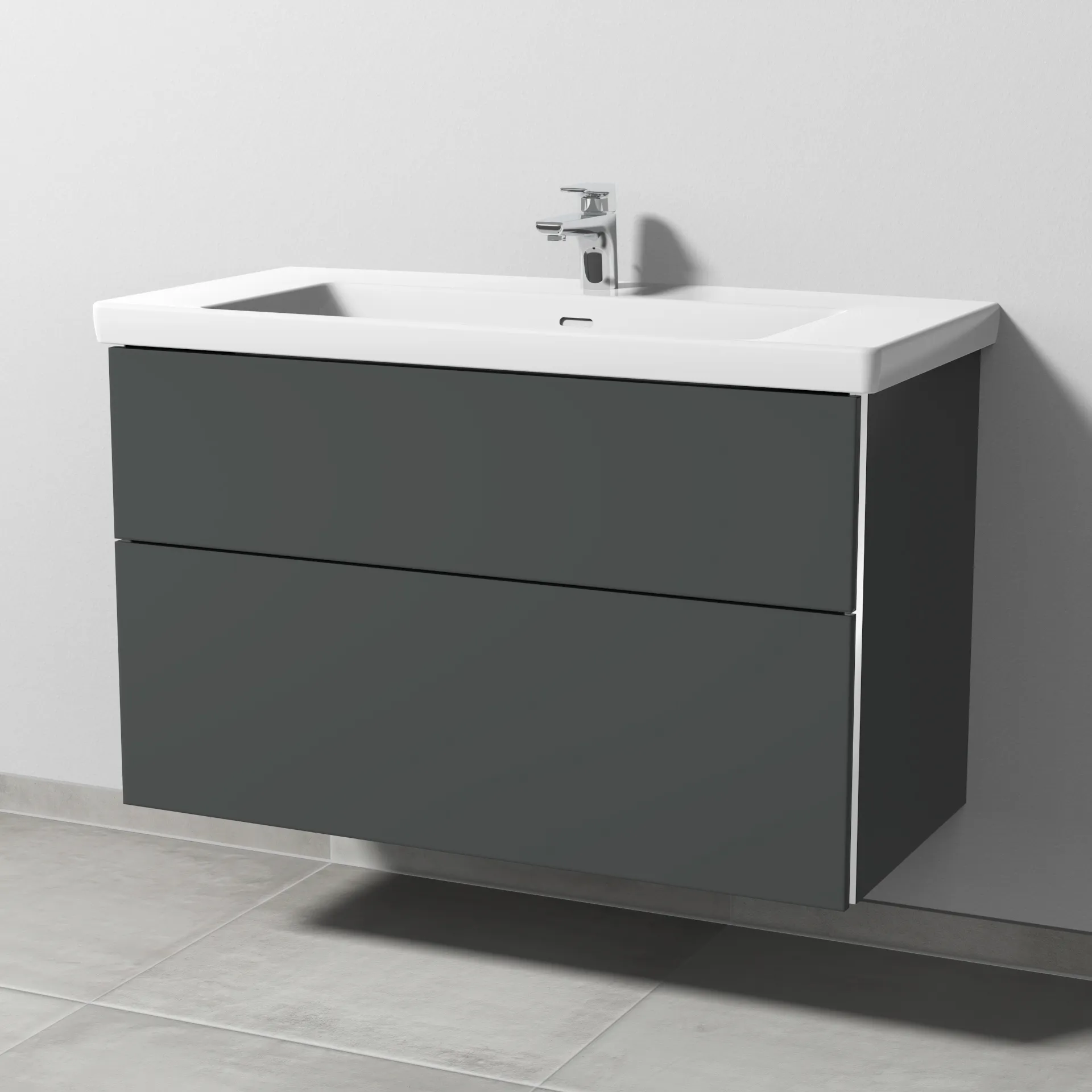 Sanipa Waschtischunterschrank „3way“ 955 × 588 × 462 mm in Anthrazit (matt), Becken mittig