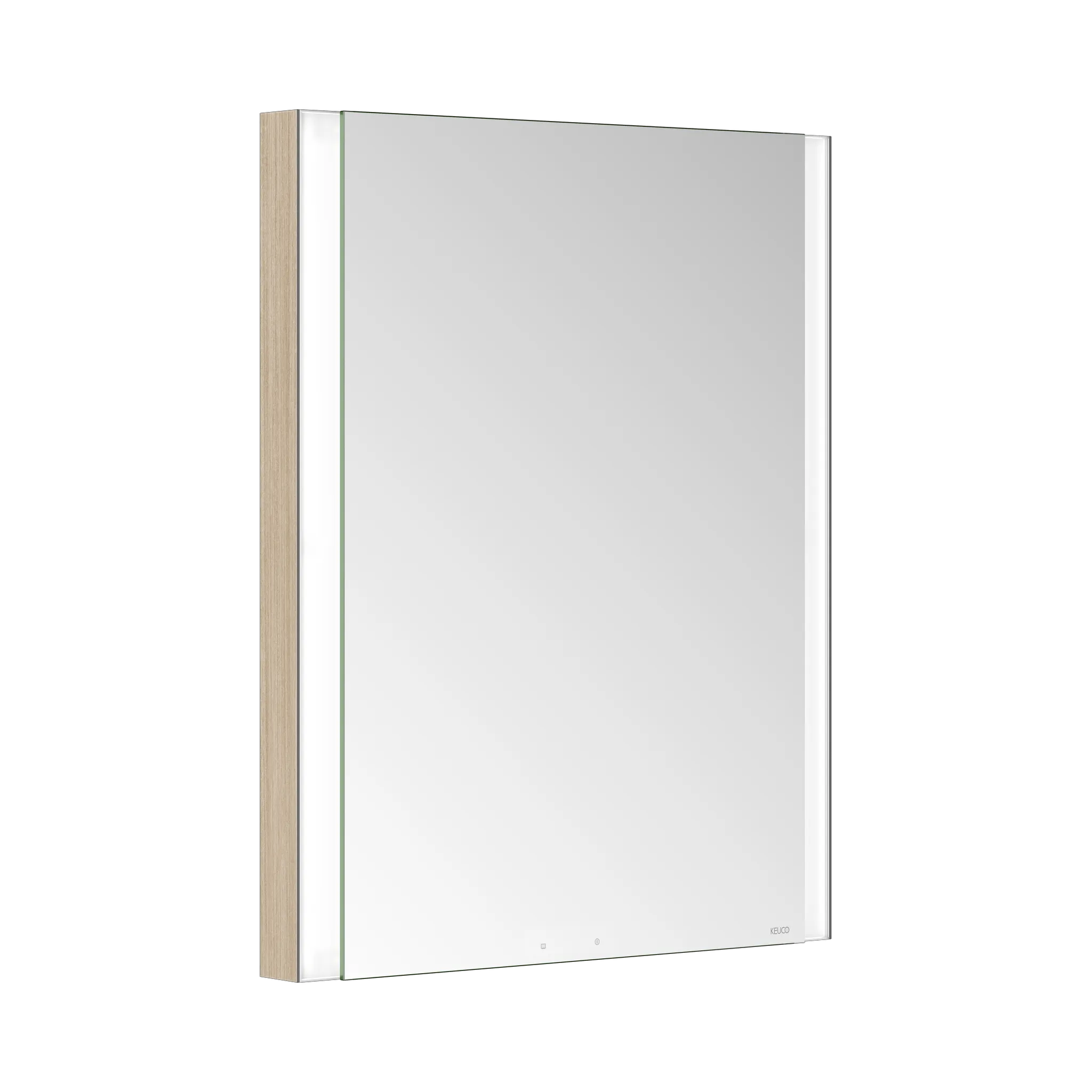 KEUCO Wandeinbau Spiegelschrank „Somaris“ Eiche hell Dekor, Anschlag rechts, rechts, Unterputz, Anschlag rechts, mit Spiegelheizung 600 × 710 × 115 mm