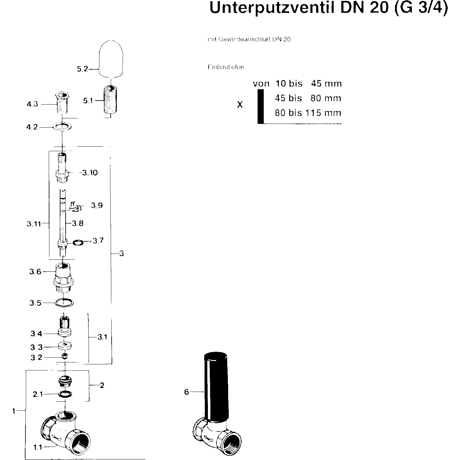 HA Oberteil HANSA 0221 G3/4 DN20