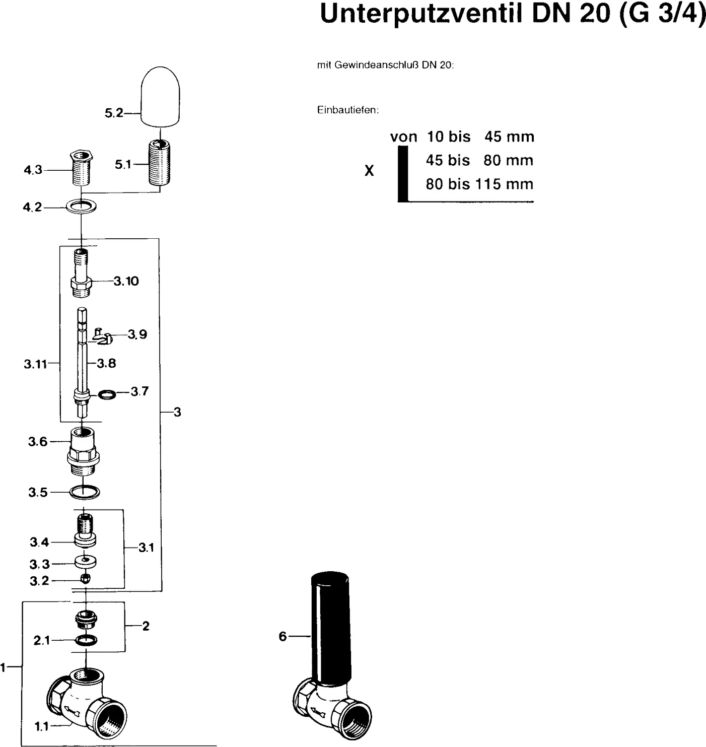 Hansa Oberteil Hansa 0221 G3⁄4 DN20