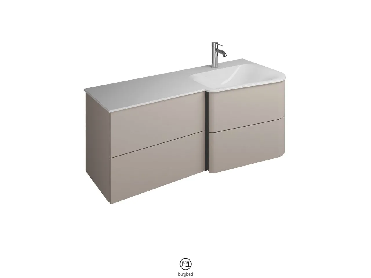 burgbad Badmöbelset „Badu“ Griffleiste, Schwarz, in Veloursgrau Softmatt burgbad Badmöbelset „Badu“ Griffleiste, Schwarz, in Veloursgrau Softmatt