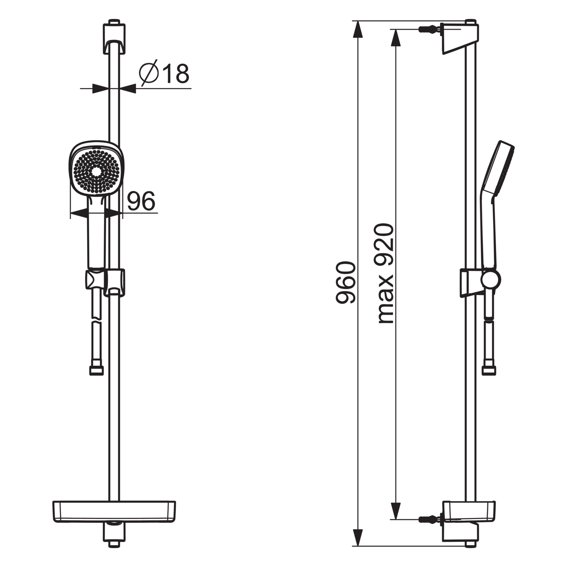 HA Wandstangengarnitur HANSABASICJET Style 4479 1-strahlig Chrom