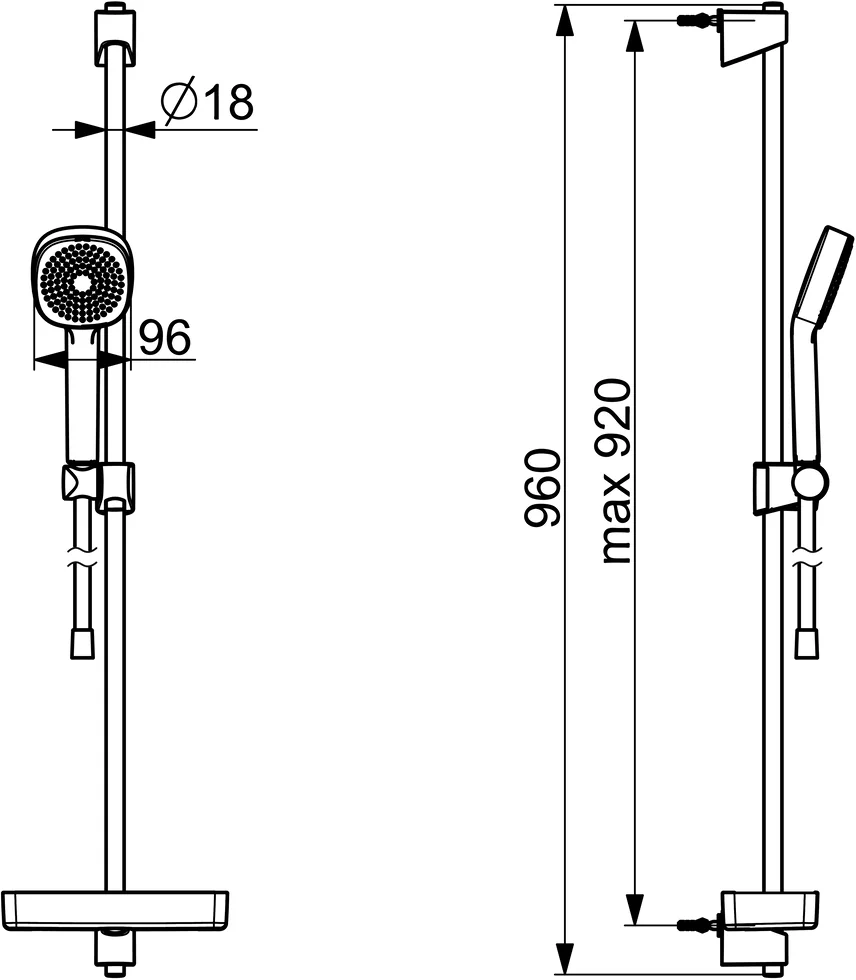 HansaBASICJET Style Wandstangen-Brausenset 4479 1-strahlig Chrom