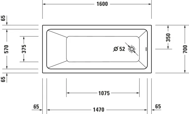 Duravit Badewanne „No.1“ rechteck 160 × 70 cm, Fußablauf