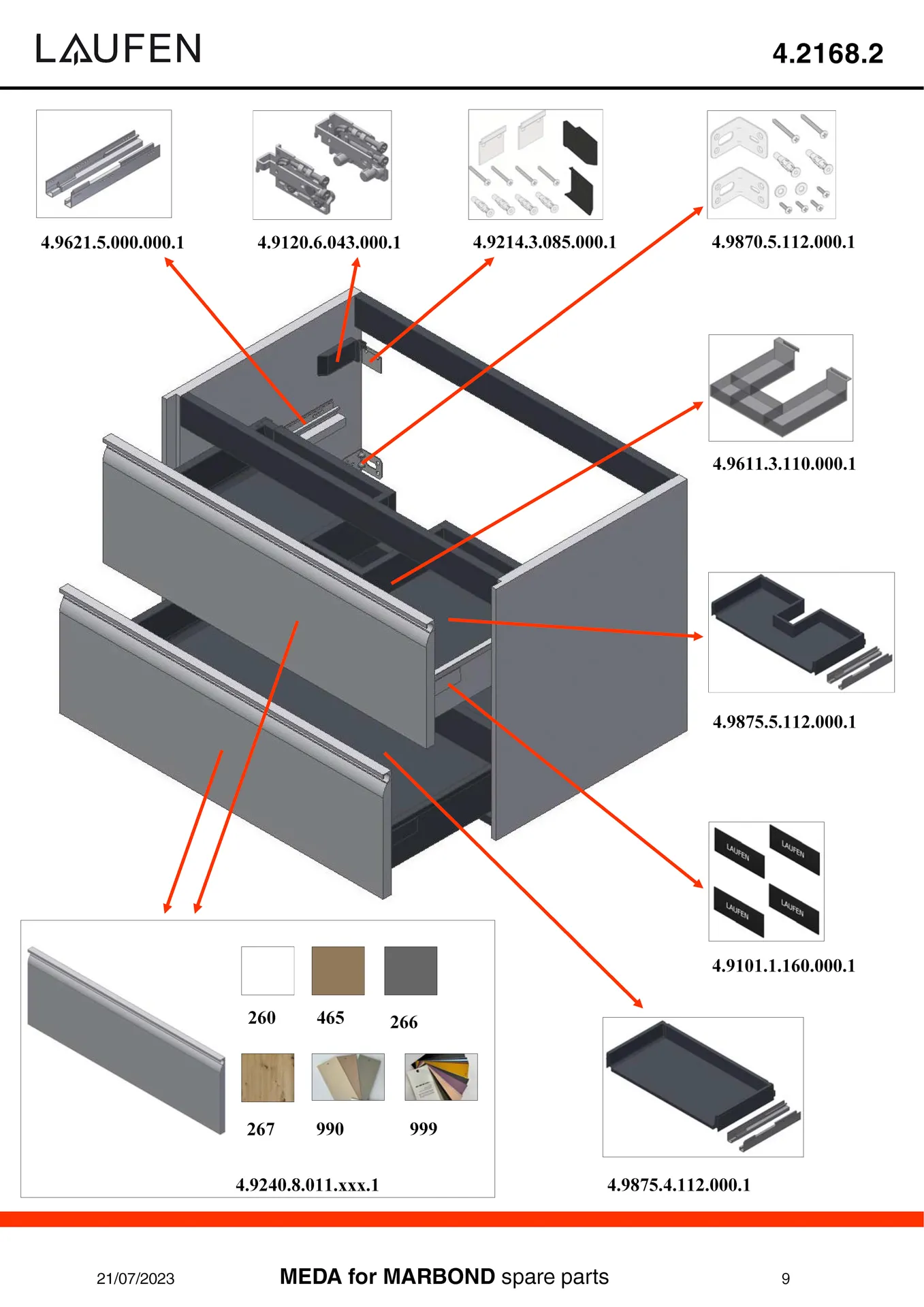 Waschtischunterbau, MEDA, 442x772x504, mit 2 Schubladen, 1 Ordnungssystem, integrierte Griffleiste, Vollauszug und Soft-Close, für Möbelwaschtisch MEDA H814117 (80 cm), weiß matt