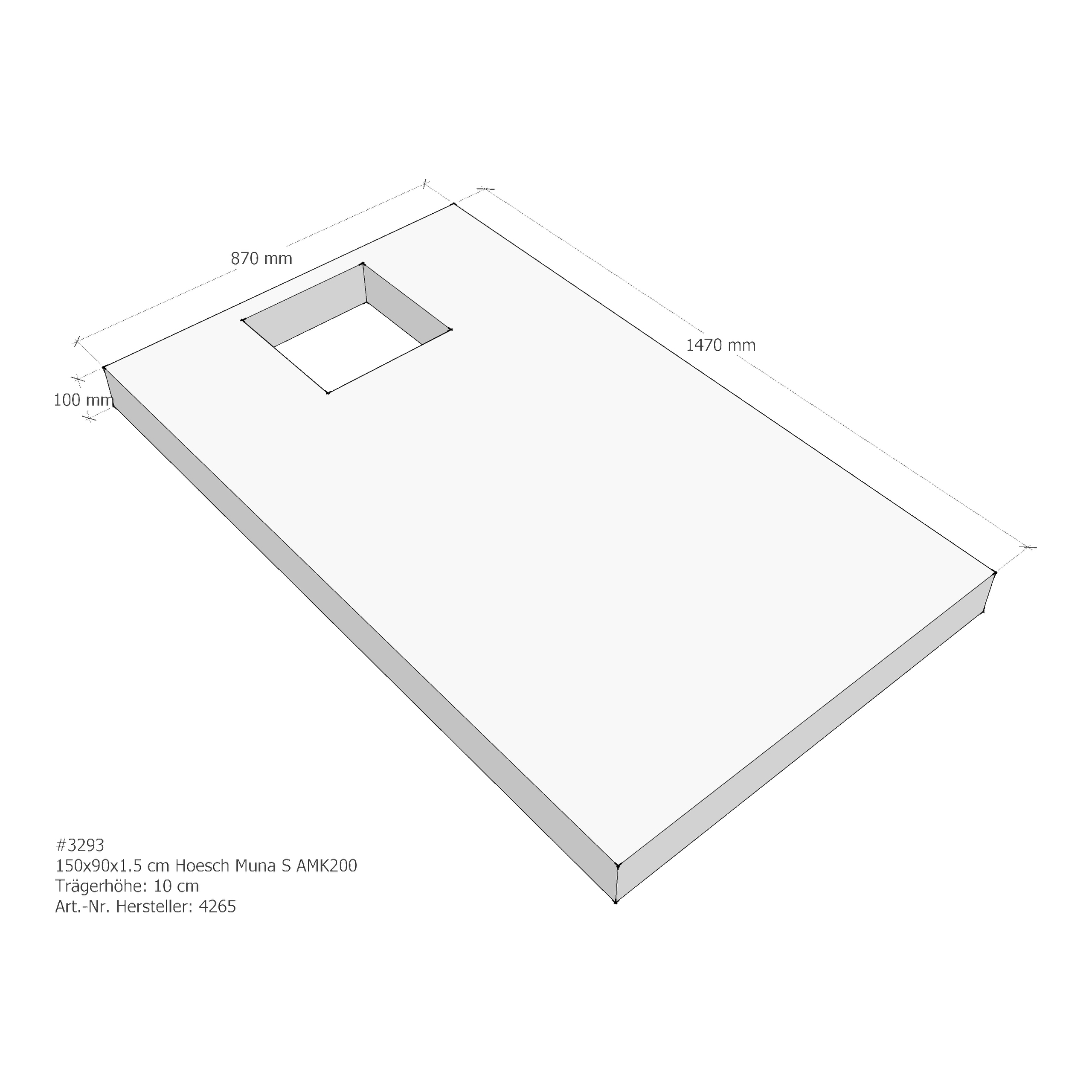 Duschwannenträger Hoesch Muna S 150x90x1,5 cm AMK200