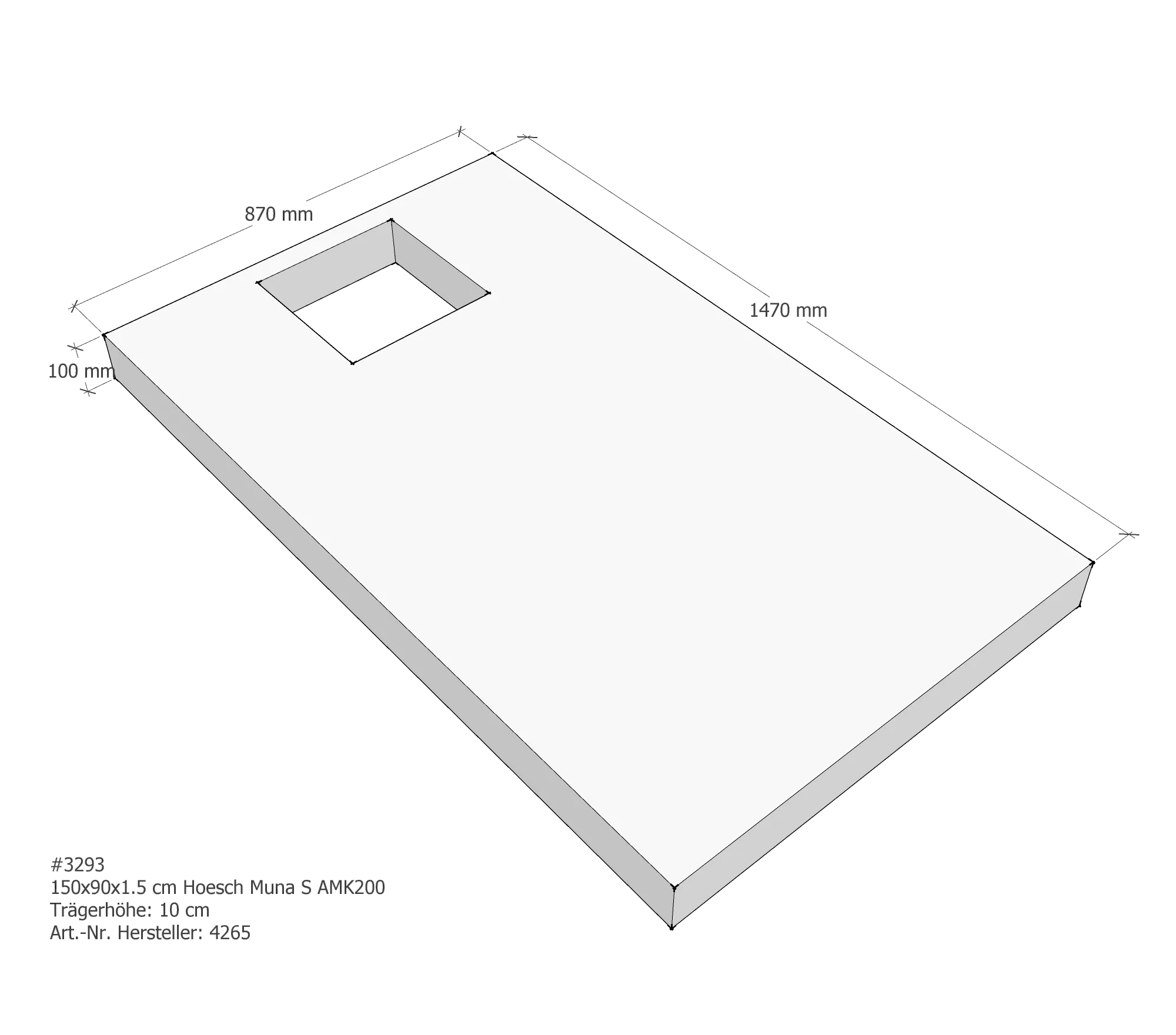 Duschwannenträger passend für Hoesch Muna S 150 × 90 × 1,5 cm
