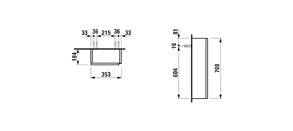 Laufen Halbhochschrank LANI 184x353x700, 1 Tür, Scharnier links, 2 Glasablagen, integ. Griffleiste, Soft-Close, weiß matt Laufen Halbhochschrank LANI 184x353x700, 1 Tür, Scharnier links, 2 Glasablagen, integ. Griffleiste, Soft-Close, weiß matt