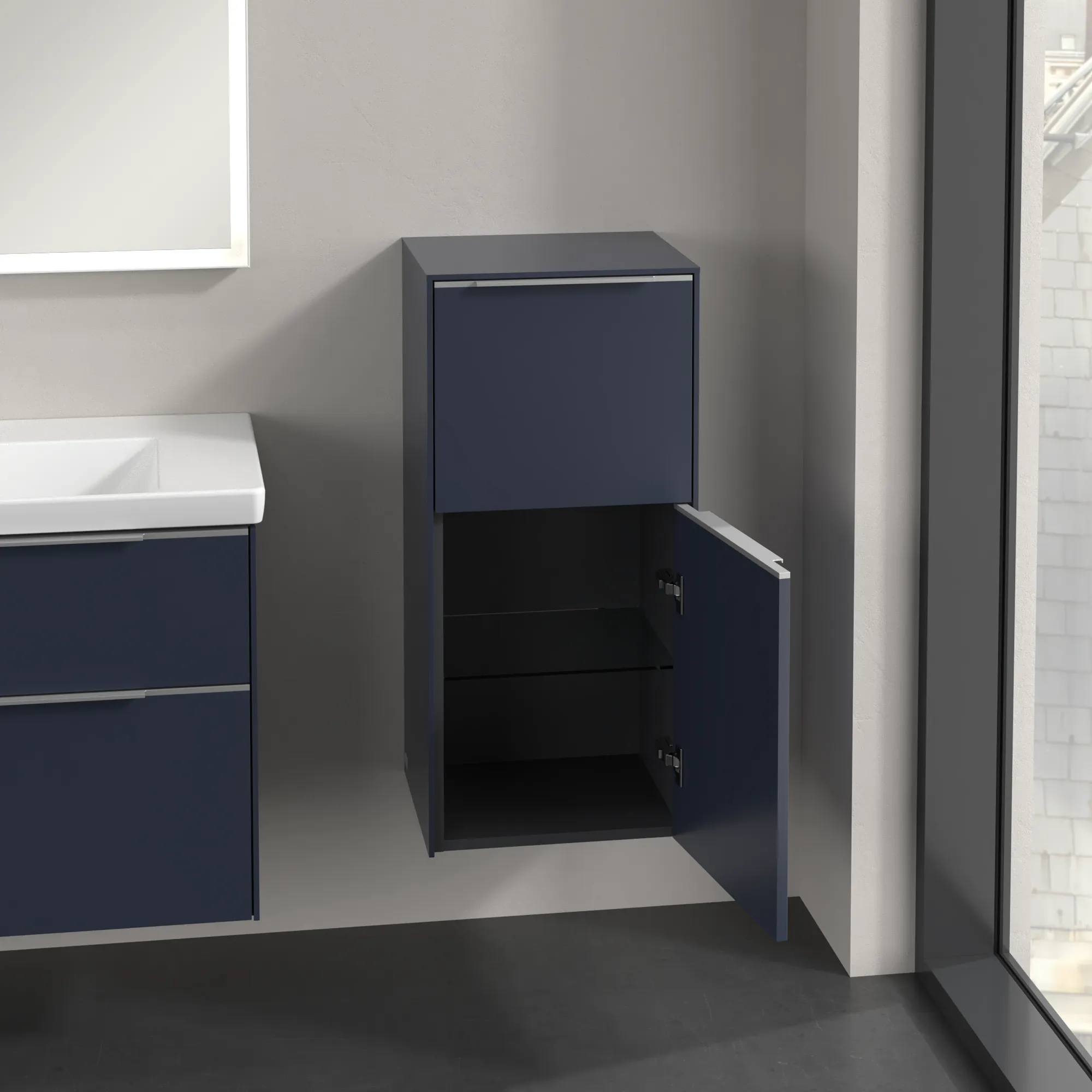 Villeroy & Boch Seitenschrank „Subway 3.0“ 40 × 86 × 36,2 × 36,2 cm 1 Auszug, 1 Tür, Anschlag (Scharnier) rechts, 1 Tür, Anschlag rechts