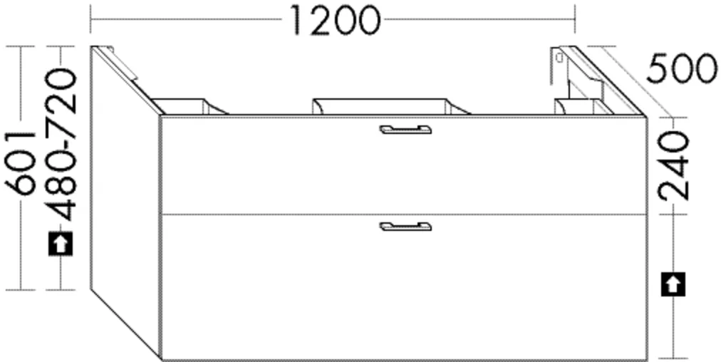 Waschtischunterschrank Sys30 von burgbad - 1.200 mm breit, 601 mm hoch, 500 mm tief, mit 1 Schublade und 1 Auszug