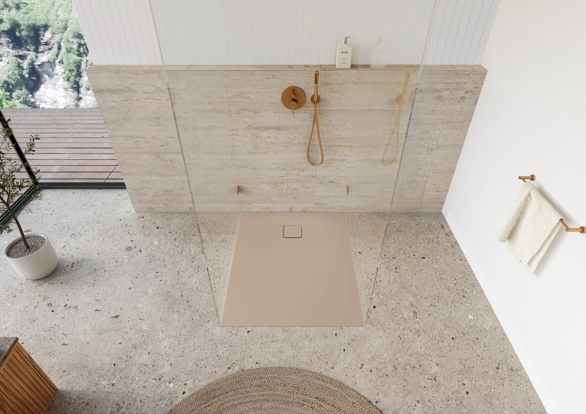 Kaldewei rechteck Duschwanne „ALUVIA“ 900 × 1000 mm in warm beige 40