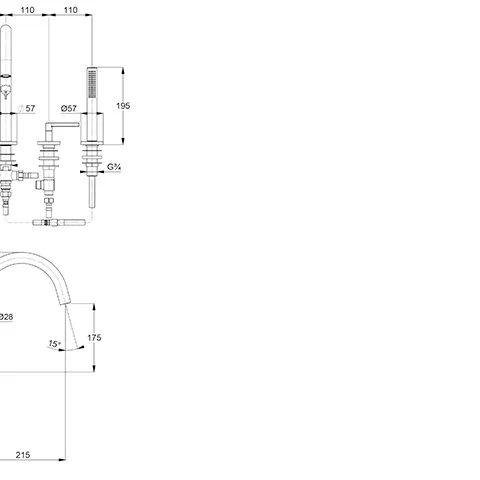 Kludi NOVA FONTE 4-Loch Wannenarmatur PURISTIC chrom Kludi NOVA FONTE 4-Loch Wannenarmatur PURISTIC chrom