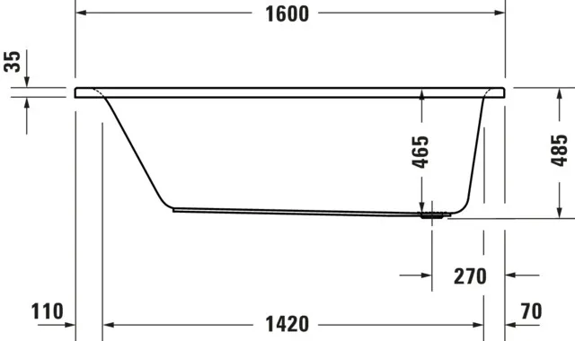 Duravit Whirlwanne „D-Neo“ rechteck 160 × 70 cm, Fußablauf