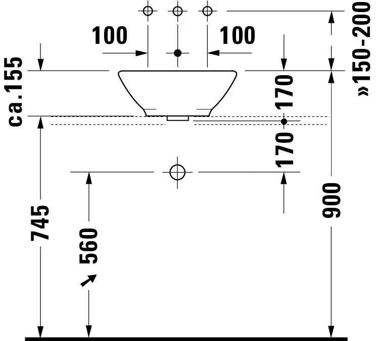 Aufsatzbecken Bacino 420 mm rund, mit ÜL, ohne HLB, weiß