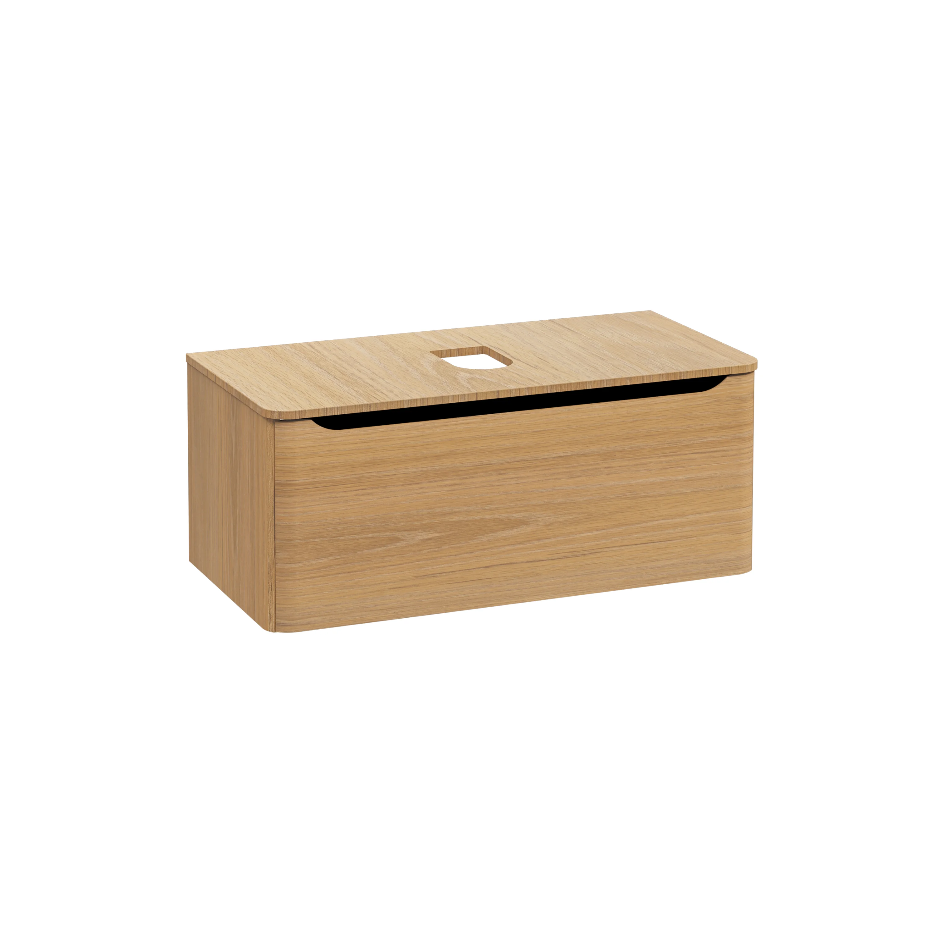 New Integra Round Waschtischunterschrank für Aufsatzwaschtisch mit 1 Vollauszug 100 x 52 x 42 cm (BxTxH) Eiche Gold