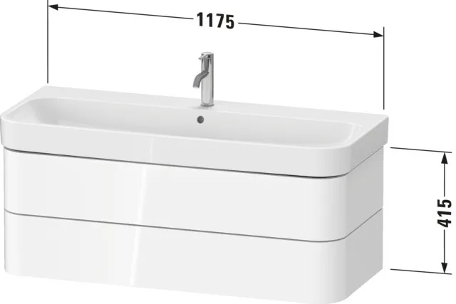 Duravit Waschtischunterschrank wandhängend „Happy D.2 Plus“ 117,5 × 41,5 × 49 cm Nordic Weiß Seidenmatt Duravit Waschtischunterschrank wandhängend „Happy D.2 Plus“ 117,5 × 41,5 × 49 cm Nordic Weiß Seidenmatt