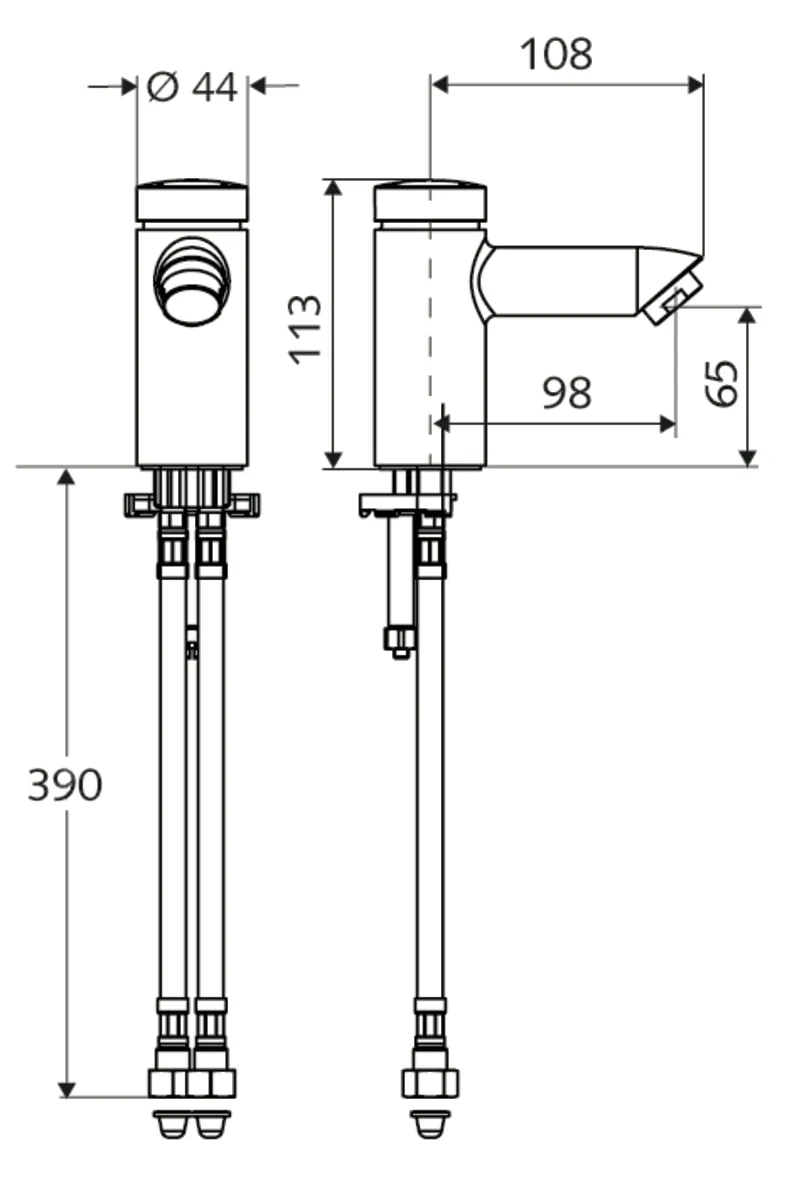 Standventil PETIT SC, HD-M - Hochdruck Mischwasser, Selbstschluss, 2x G 3/8 IG, chrom