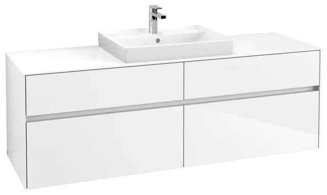 Villeroy & Boch Waschtischunterschrank „Collaro“ 1600 × 548 × 500 mm Glossy White, mit Beleuchtung, für Becken mittig Villeroy & Boch Waschtischunterschrank „Collaro“ 1600 × 548 × 500 mm Glossy White, mit Beleuchtung, für Becken mittig