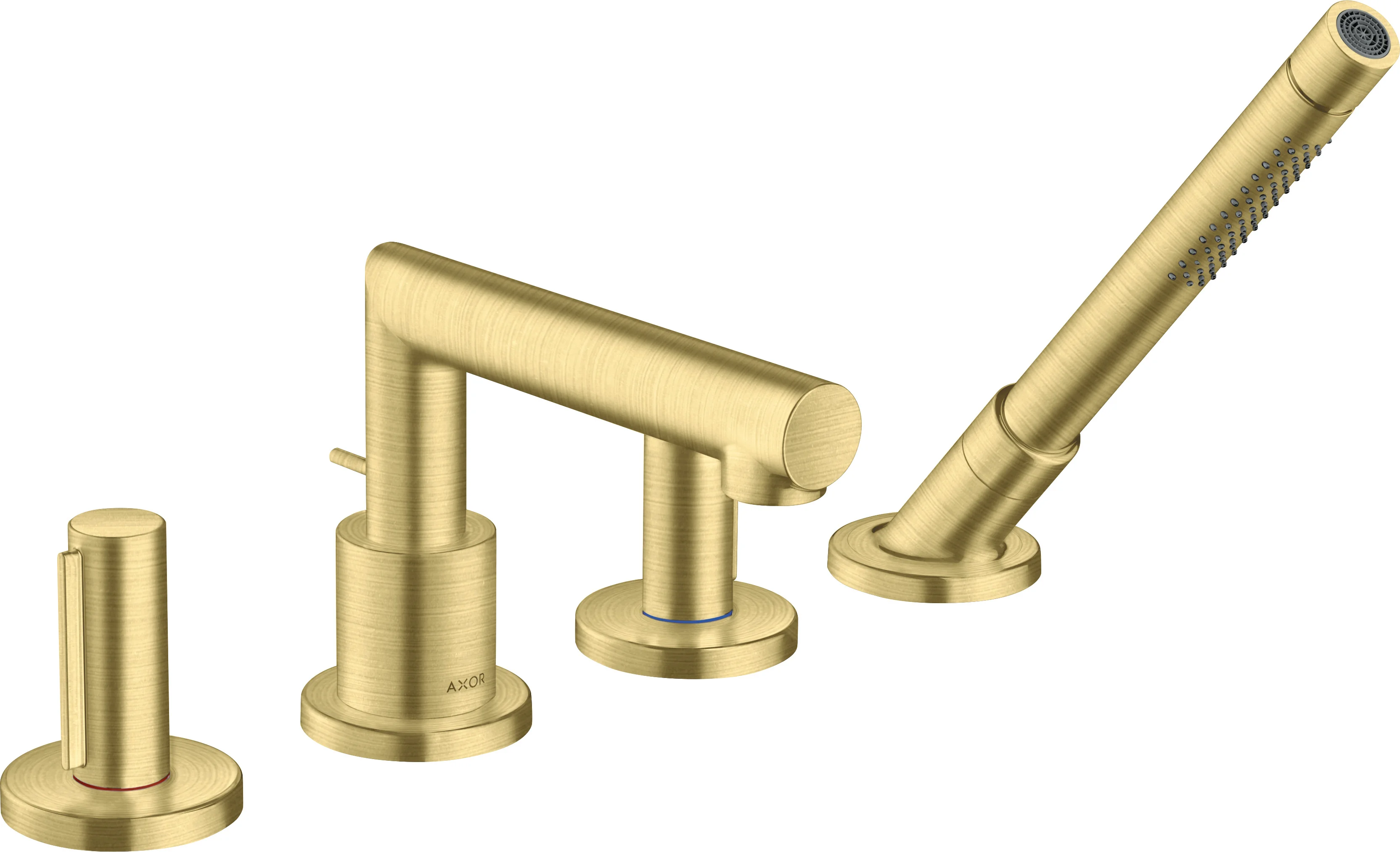 Hansgrohe AXOR Uno 4-Loch Wannenrandarmatur mit Zerogriff BB, Brushed Brass, Ausladung 152 mm