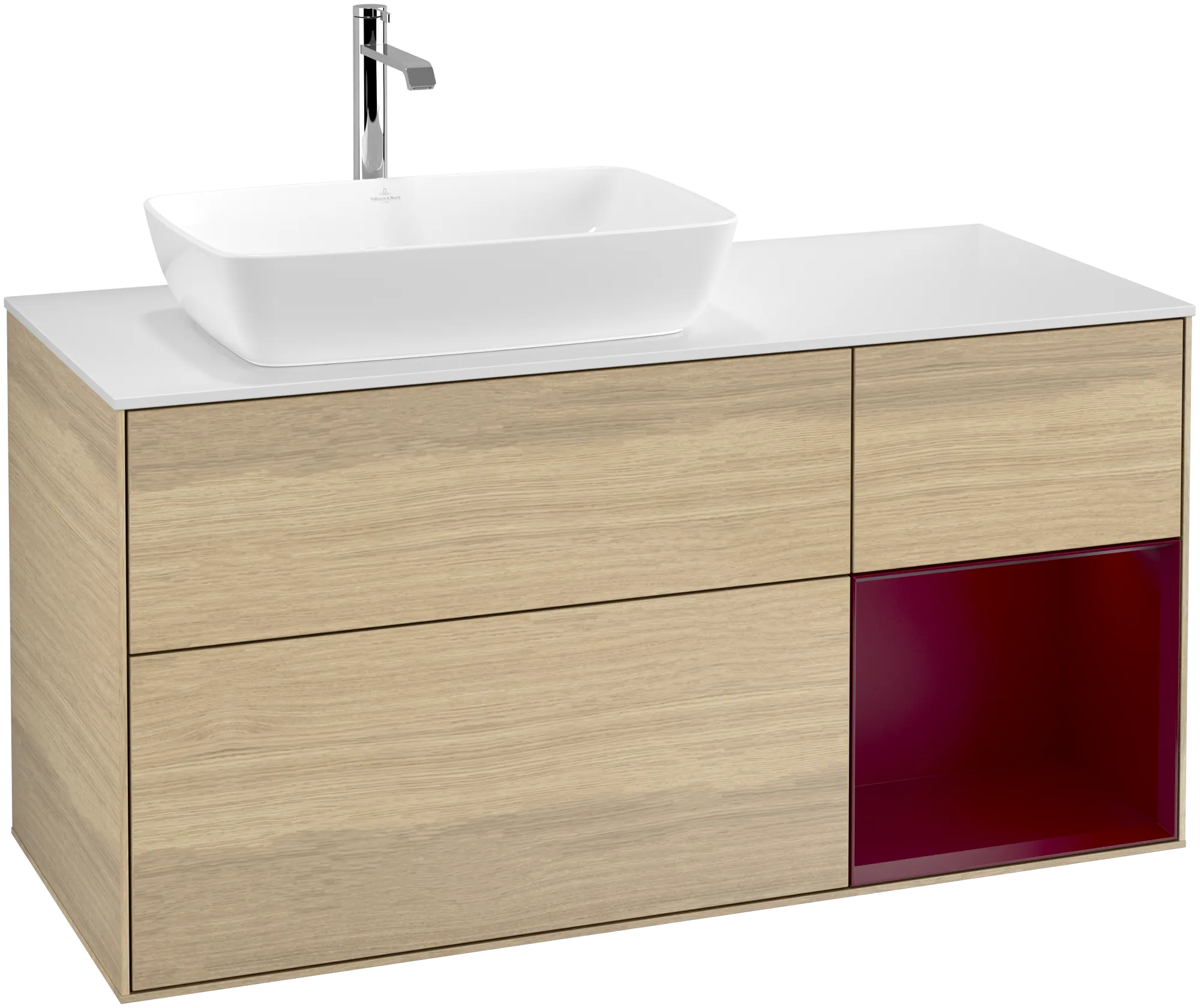 Villeroy & Boch Waschbeckenunterschrank Finion F81, 1200x603x501mm, mit Beleuchtung, 3 Auszüge, links