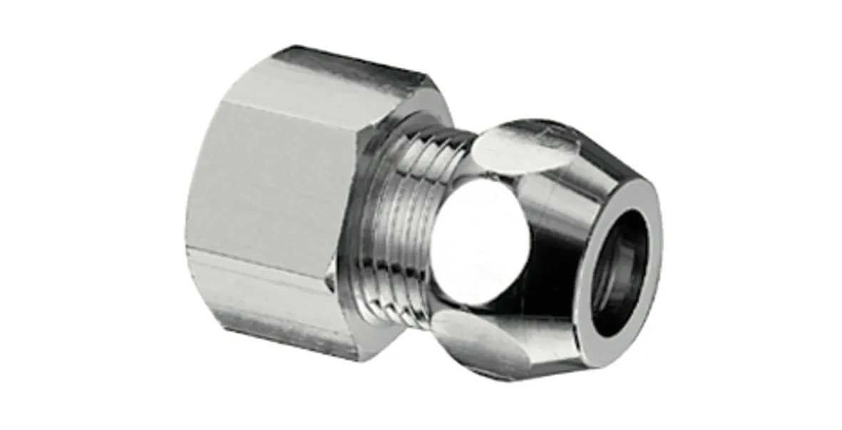 Gerade Verschraubung mit Innengewinde, DN 15 G 1/2 IG, Ø 12 mm (DN 15 G 1/2 AG), chrom